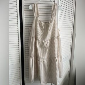 Wide strap striped tiered baby doll dress.